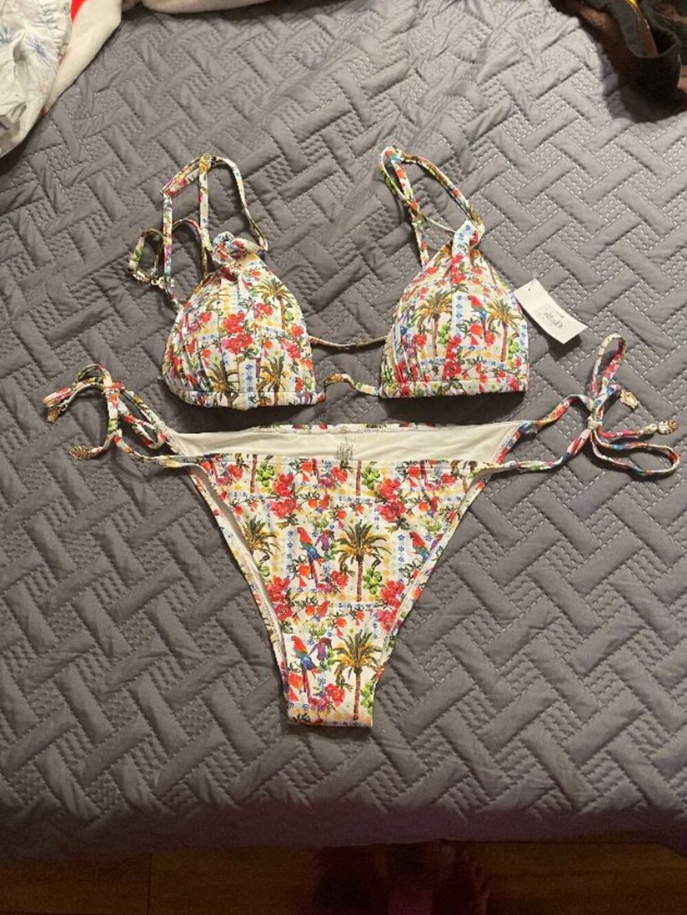 DUPLICATE LISTING Tropical print string bikini NWT XL